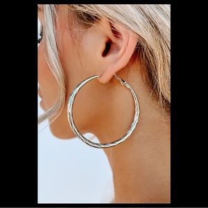 Silver textured hoops